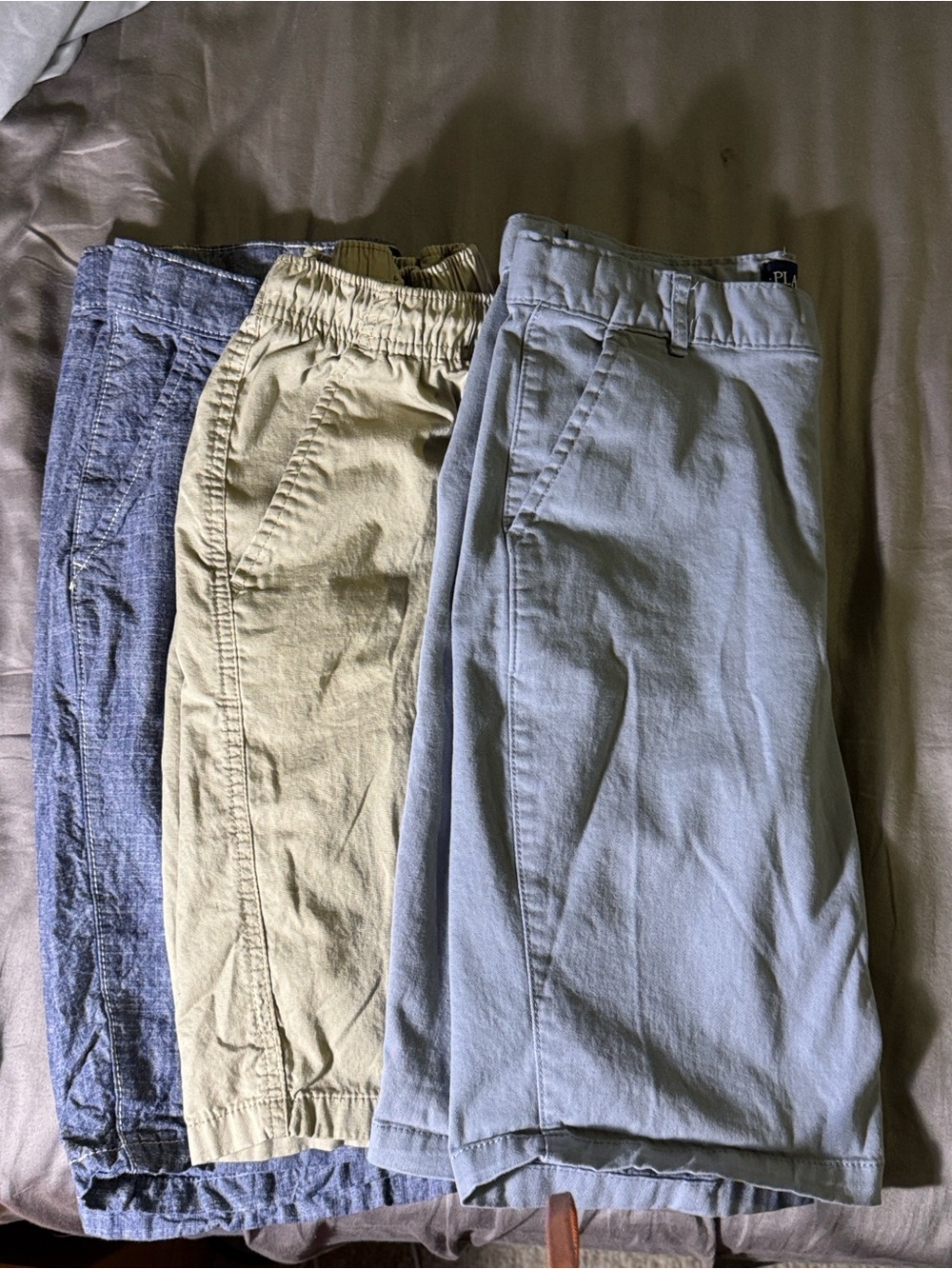 3 pair Shorts in Light Blue and Khaki